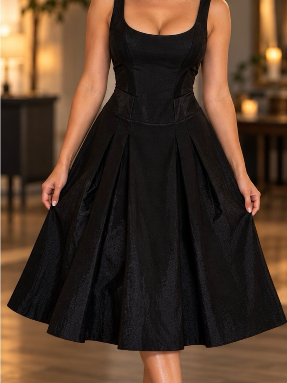 le chateau Black Fit-and-Flare Midi Dress
